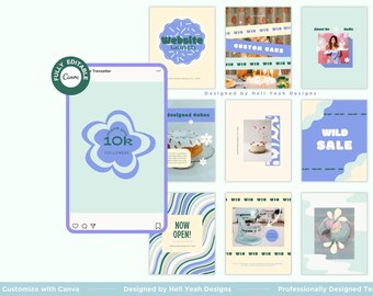 Funky Bakery Instagram Post Templates | Fully editable in Canva