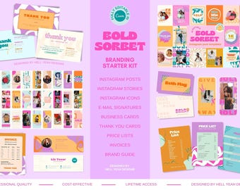 Bold Sorbet Branding Starter Kit | Fully Editable Canva Templates
