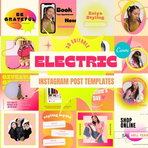 Electric Instagram Post Templates, vollständig bearbeitbar in Canva