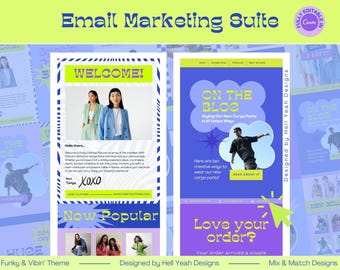 Funky n Vibin Email Marketing Suite, Vibey Small Business Branding, Full Email Newsletter Templates | Fully editable in Canva