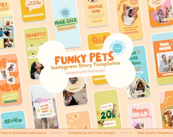 Funky Pets Instagram Story Templates | Fully Editable in Canva
