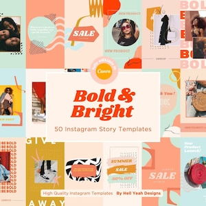 Bold & Bright Instagram STORY Template for Canva, Colorful Instagram Templates, Bright Branding, Abstract Instagram Feed, Fun Canva Template