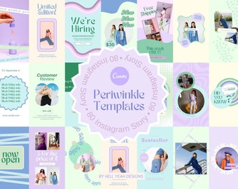 80 plantillas de historias de Instagram Periwinkle totalmente editables en Canva,