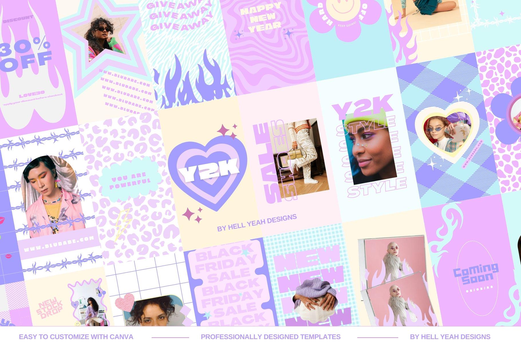 Y2K Instagram Post & Story Templates Canva - Etsy