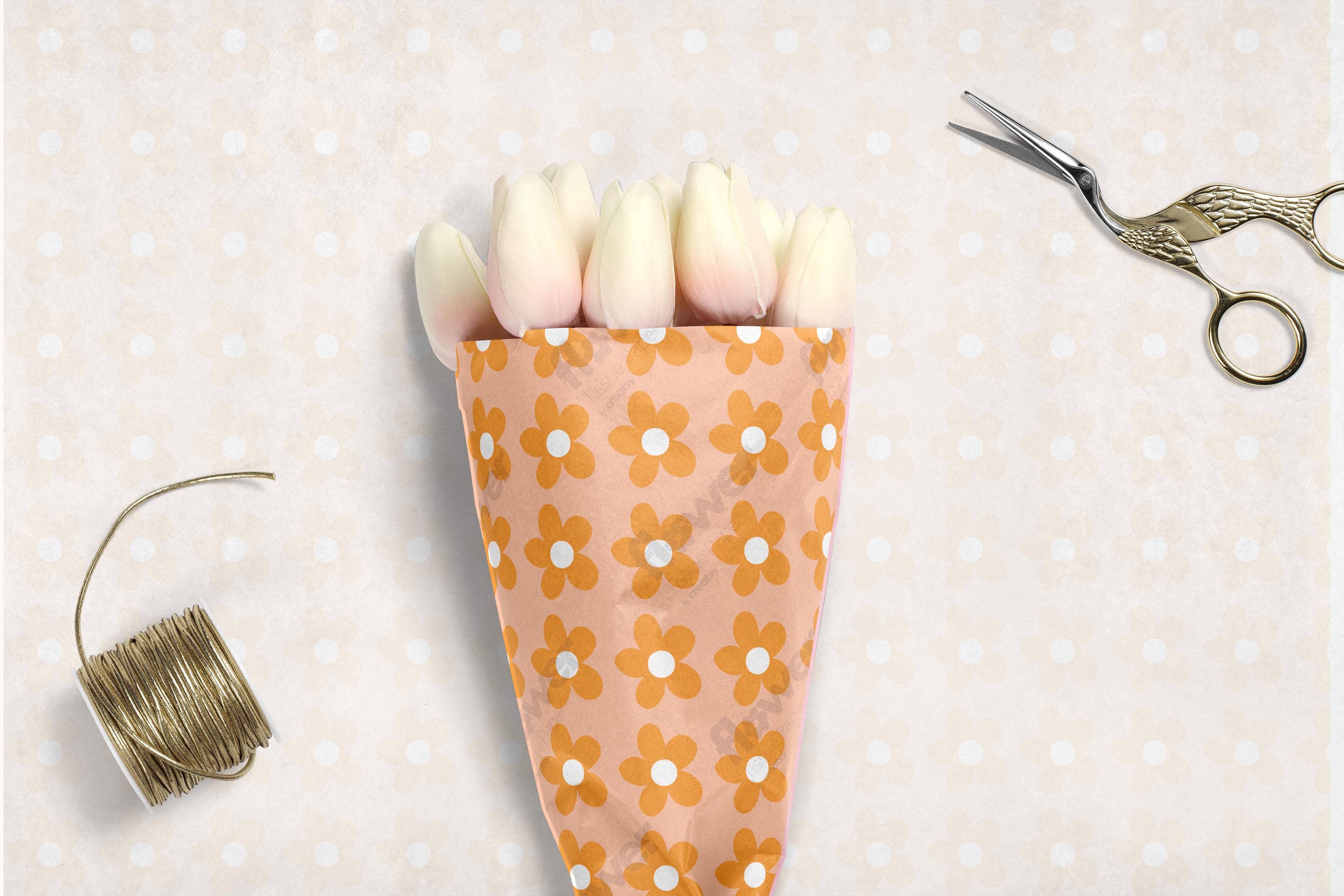 Printable Flower Wrapping/tissue Paper Design Tissue Paper Etsy