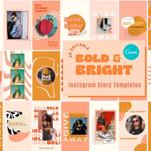 Bold & Bright Instagram STORY Template for Canva, Colorful Instagram Templates, Bright Branding, Abstract Instagram Feed, Fun Canva Template