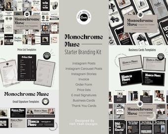 Monochrome Muse Starter Branding Kit Canva Templates