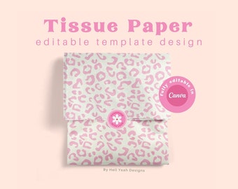 Leopard Pattern Tissue/Wrapping Paper Design, Editable in Canva