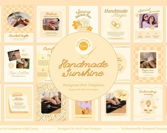 Handmade Sunshine Instagram Post Templates | Fully Editable in Canva | Social Media Marketing