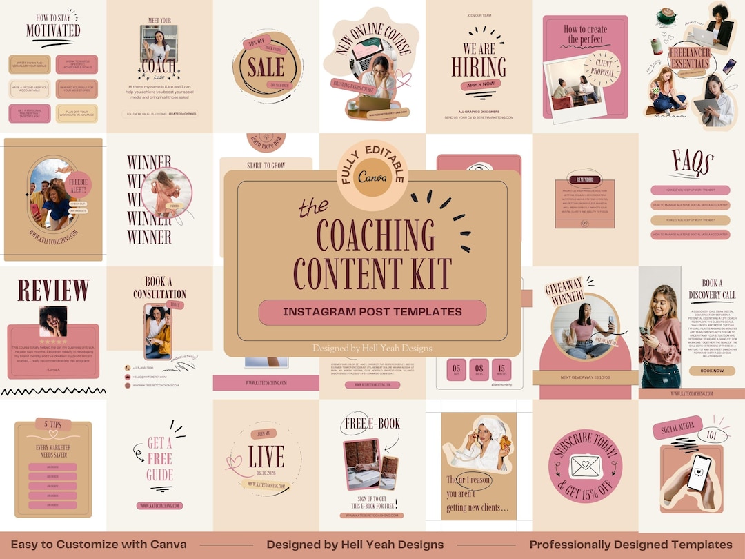 Coaching Instagram Post Templates | Editable in Canva Templates ...