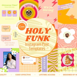 Funky Instagram Post Templates: Retro Canva Designs (Digital Download)