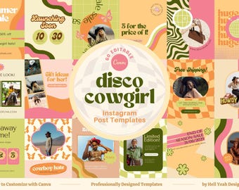 60 Disco Cowgirl Instagram Post Templates Canva