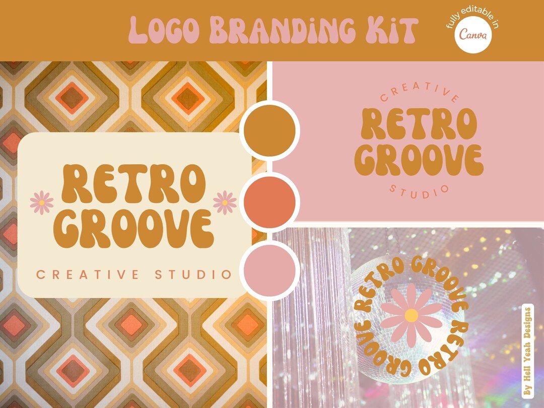 Boho Retro Logo Templates: Editable DIY Canva Branding - Etsy