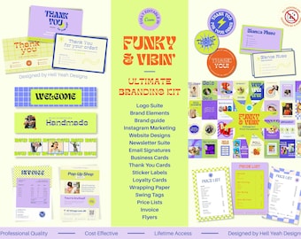 Ultimate Funky & Vibin Branding Kit | All in one brand bundle fully editable in Canva