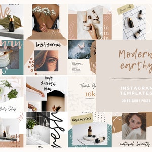 Earthy Instagram Templates for Canva, Modern Boho Instagram Post ...