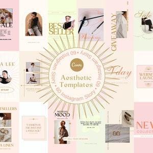 60 Aesthetic Instagram Story Templates Fully editable in Canva,