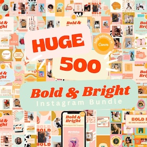 HUGE 500 Bold & Bright Instagram Canva Bundle