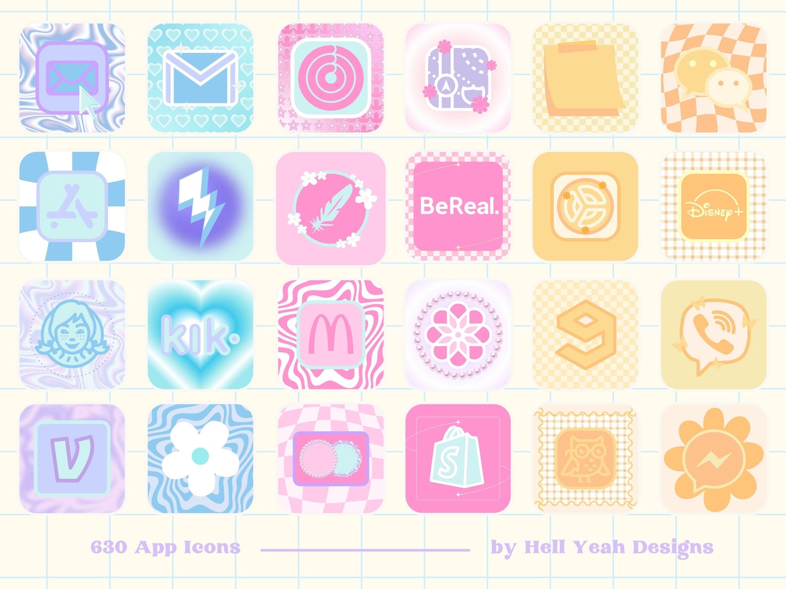 630+ Funky Pastel App Icon Packs IOS - Etsy