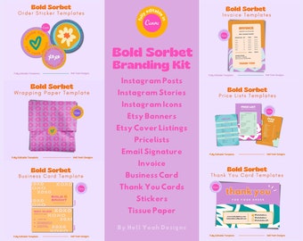 Kit de marca Sorbet Bold Ultimate: plantillas de identidad de marca editables de Canva