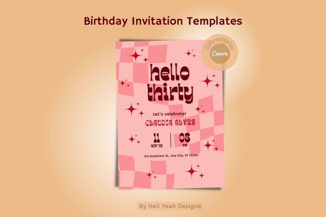 DIY Birthday Invitation Template Fully Editable Canva Etsy