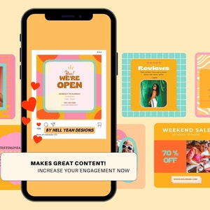 60 Bold Retro Instagram POST Templates for Canva, - Etsy