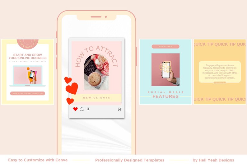 60 Coaching Instagram POST Templates Fully Editable in Canva, - Etsy