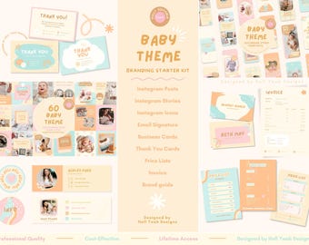Baby Theme Branding Starter Kit | Fully editable in Canva | Plus Brand Guide Included!