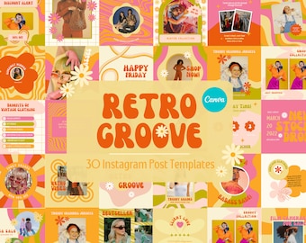 Retro Groove Instagram Post Vorlagen Canva