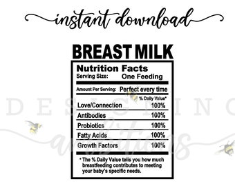 Breast Milk Nutrition.Version 2- Planchado, archivo de corte, pegatina de descarga instantánea o personalizado