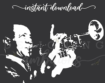 Louis Armstrong Tromba SVG, Cutting File, Iron-On, T-shirt, Tazza, ecc.