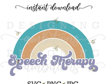 Speech Therapy 70's Retro Rainbow Iron-on, Cutting File, Instant Download, Custom