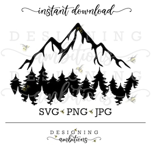 Mountain Range. Pine Trees SVG, Cutting File, Iron-On, T-shirt, Mug, etc.