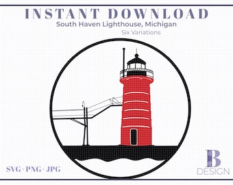 Variaciones de South Haven Lighthouse-6, Michigan SVG, Archivo de corte, Iron-On, Camiseta, Taza, etc.
