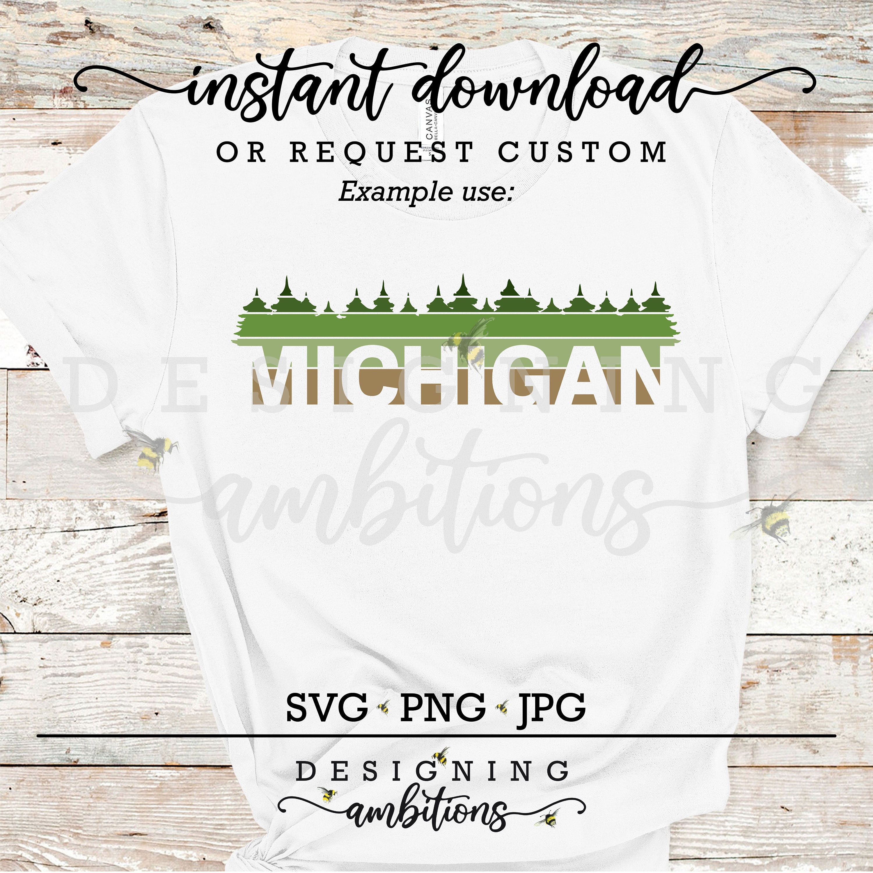 MICHIGAN With Pine Trees . Instant Download PNG & SVG - Etsy