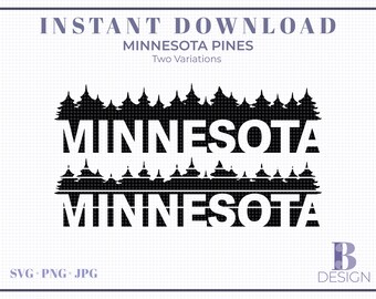 Pinos de Minnesota. ¡¡Descarga instantánea!! - PNG & SVG, Iron-on, Cricut para camiseta, taza, etc.