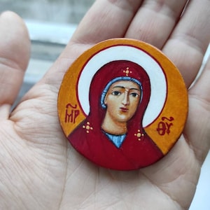 Mother of God. Wooden souvenir. Miniature icon. Orthodox icon.  Handpainted icon. Individual order. Author&#39;s technique. Made in Ukraine.