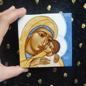 Mother of God. Our Lady of Admiration. Eleusa. Virgin of Tenderness. Byzantine icon. Jesus Christ. Orthodox icon. Icon on wood. Gift icon.