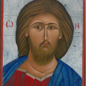 Handmade Jesus Christ Pantocrator Icon: Orthodox Wooden Icon
