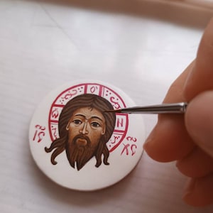 Jesus Christ. Wooden souvenir.  Miniature icon. Orthodox icon.  Handpainted icon