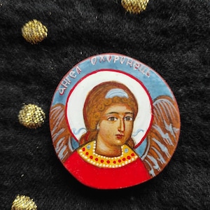 Guardian angel. Children&#39;s icon Accessory for baptism. Wooden souvenir Miniature Orthodox icon. Handmade Individual order. Made in Ukraine.