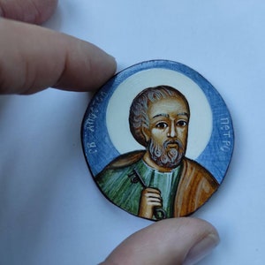 Saint Peter. Wooden souvenir.Miniature icon. Orthodox icon. Wooden pendant Handpainted icon.Author's work. Individual orders.Made in Ukraine