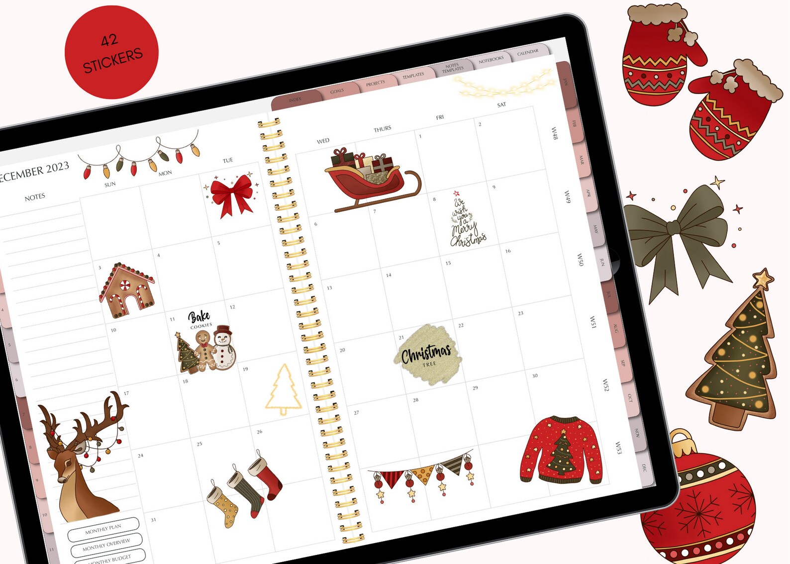 Christmas Digital Stickers for Goodnotes Precroped Modern Etsy