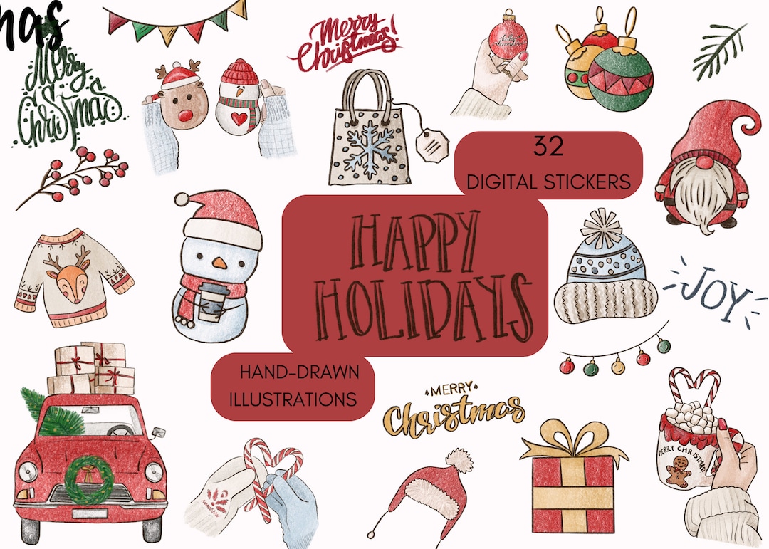 Christmas Digital Stickers for Goodnotes Precroped Modern Etsy