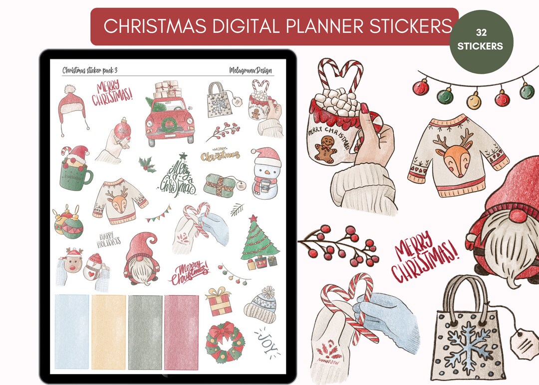 Christmas Digital Stickers for Goodnotes Precroped Modern Etsy