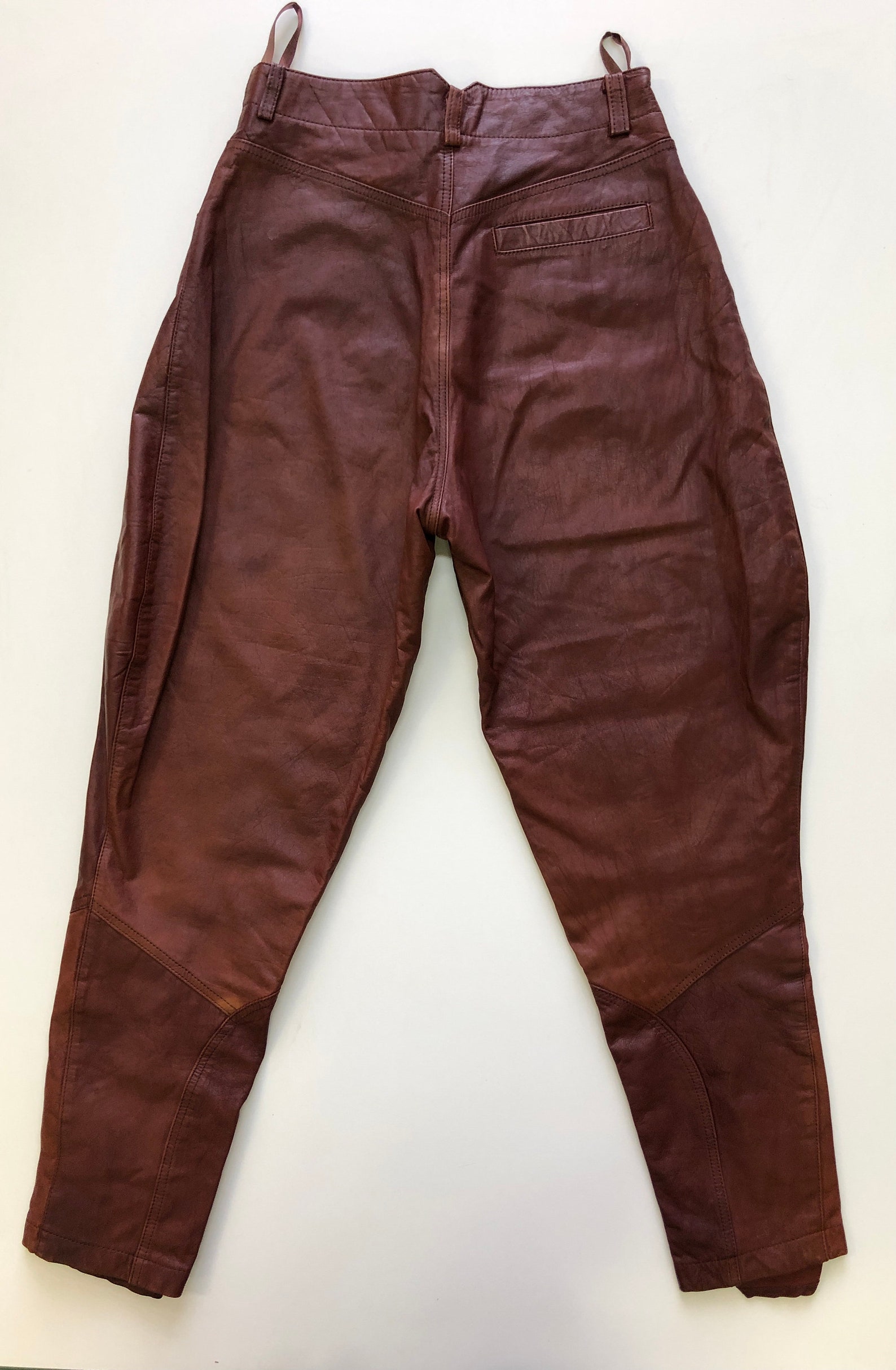 Vintage genuine leather balloon trousers dark cinnamon brown | Etsy