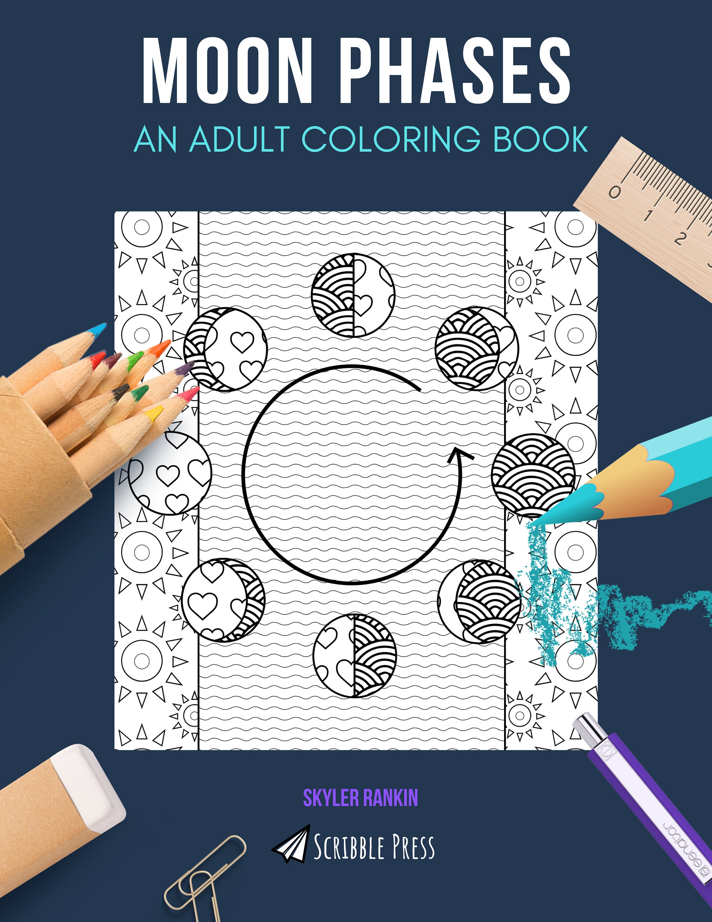Moon Phases Coloring Book For Adults Etsy
