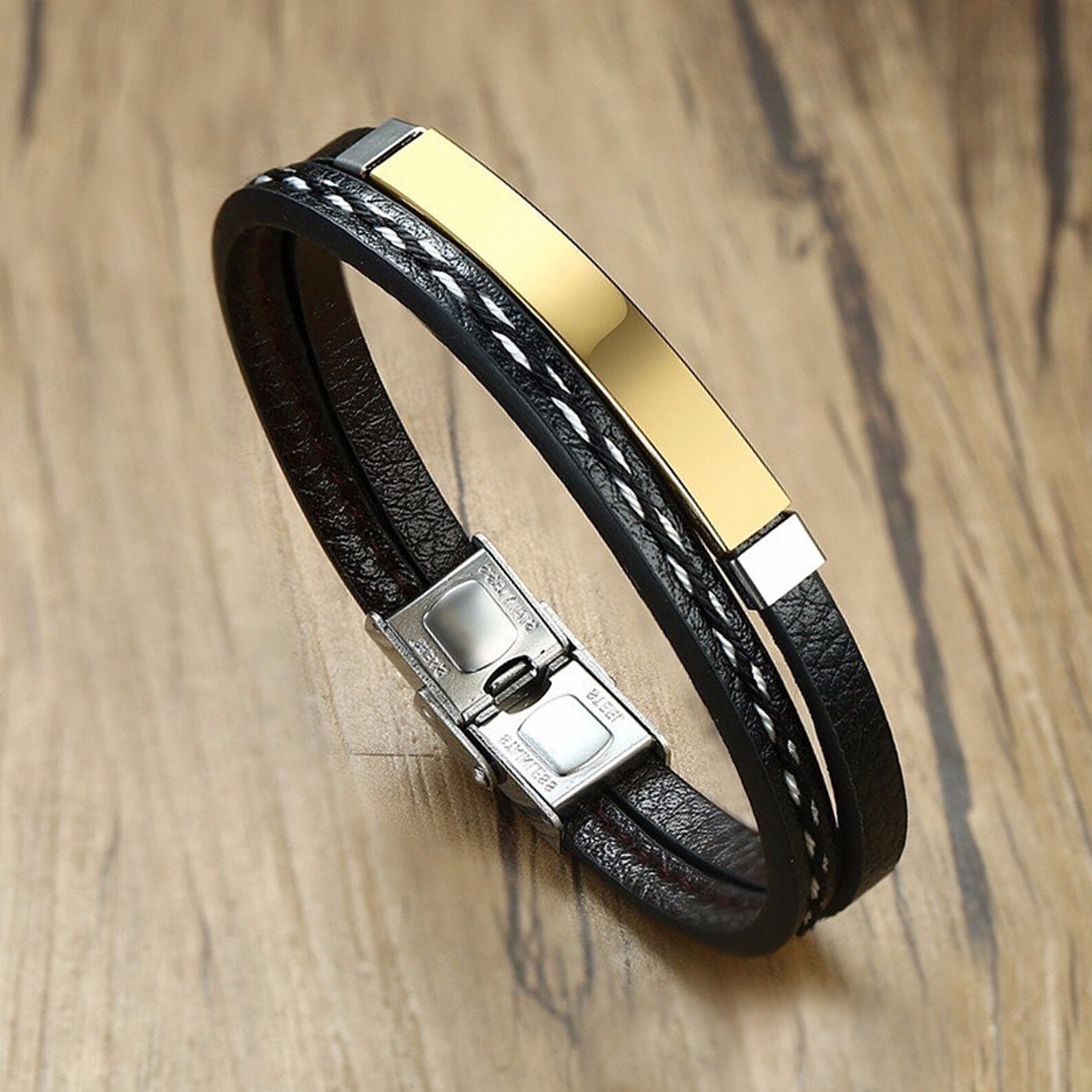 Custom Leather Bracelet Engrave own phrase Leather Engraved Etsy