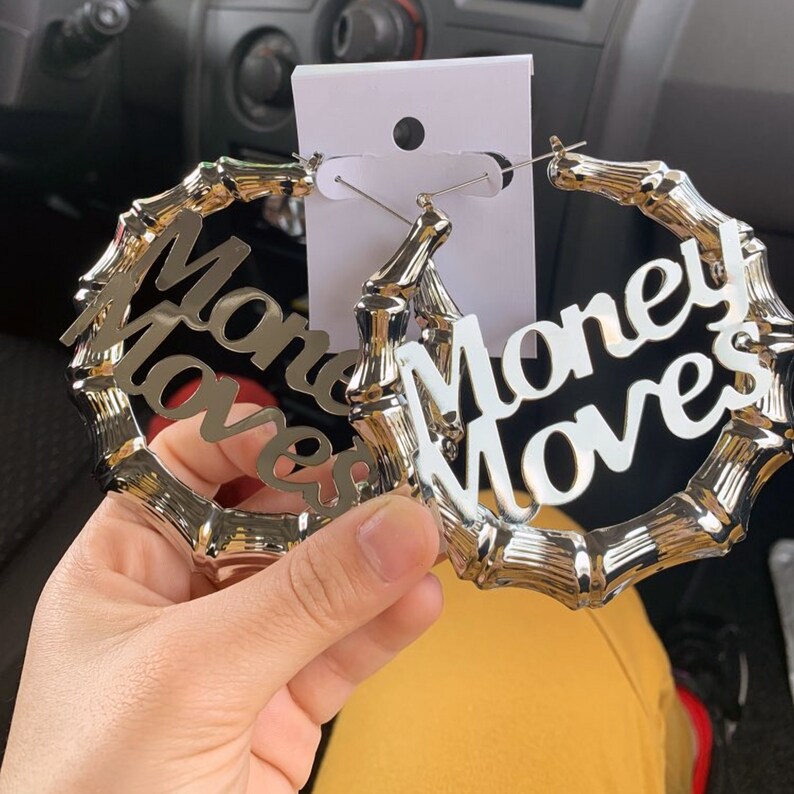 Bamboo Earrings Name Custom Name Earrings Bamboo Hoop Etsy