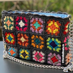 Crochet shoulder bag granny square tiles granny square multicolored.
