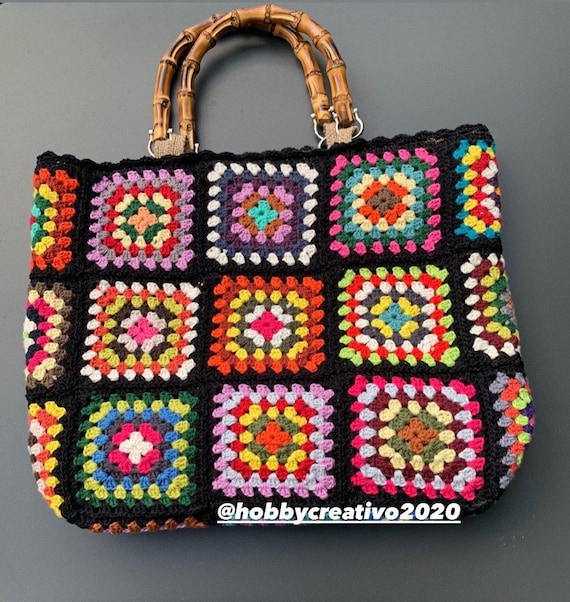Borsa crochet nonna quadrata mattonelle piastrelle granny | Etsy Italia